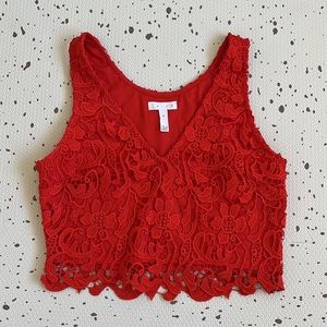 💘 LEITH - RED LACE DRESSY CROP TANK TOP